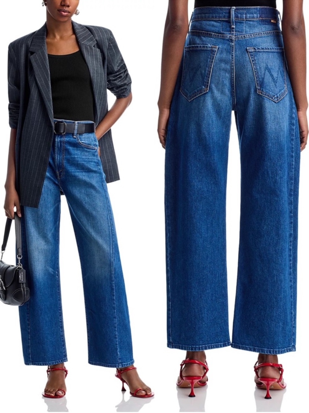 MOTHER SUPERIOR Jeans Full-Pipe Flood It’s a Small World Blue Size 27 - Picture 12 of 13